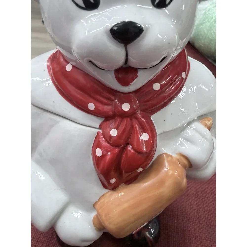 Vintage Ceramic Baker Bear Cookie Jar –‎ Chef Bear with Rolling Pin